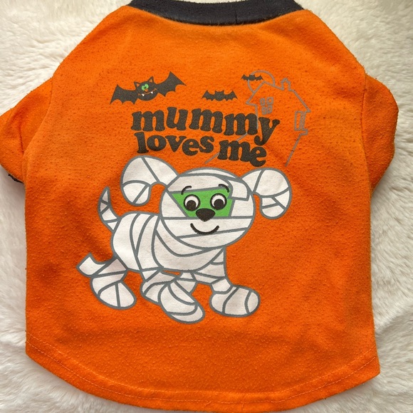 Halloween “Mummy Loves Me” Orange Dog Sweater - Picture 2 of 3